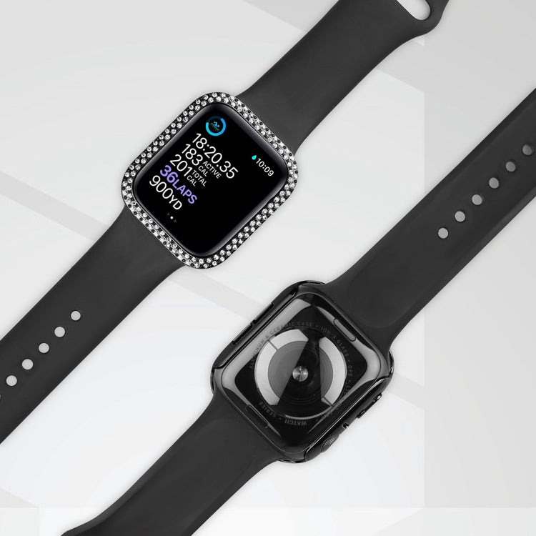 Apple Watch Series 8 (41mm) / Apple Watch Series 7 41mm Plastik Cover med Rem og Hærdet Glas - Sort#serie_1