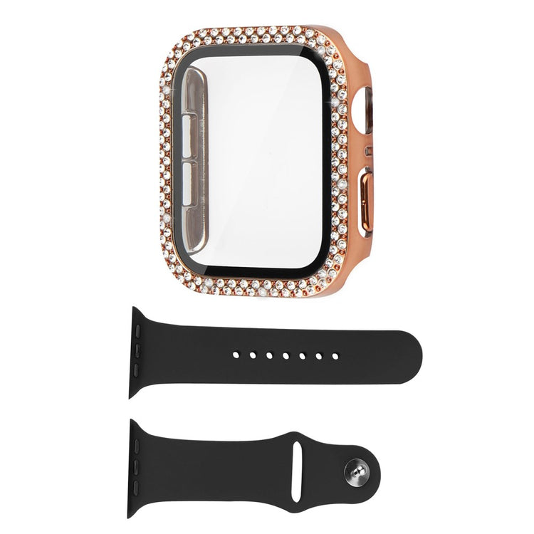 Apple Watch Series 8 (41mm) / Apple Watch Series 7 41mm Plastik Cover med Rem og Hærdet Glas - Pink#serie_6