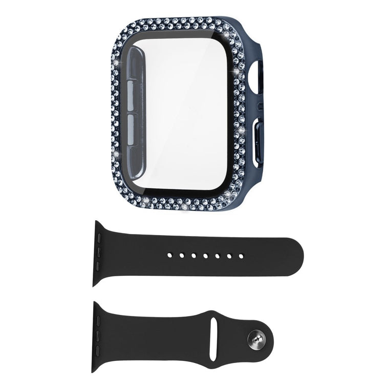 Apple Watch Series 8 (41mm) / Apple Watch Series 7 41mm Plastik Cover med Rem og Hærdet Glas - Blå#serie_8