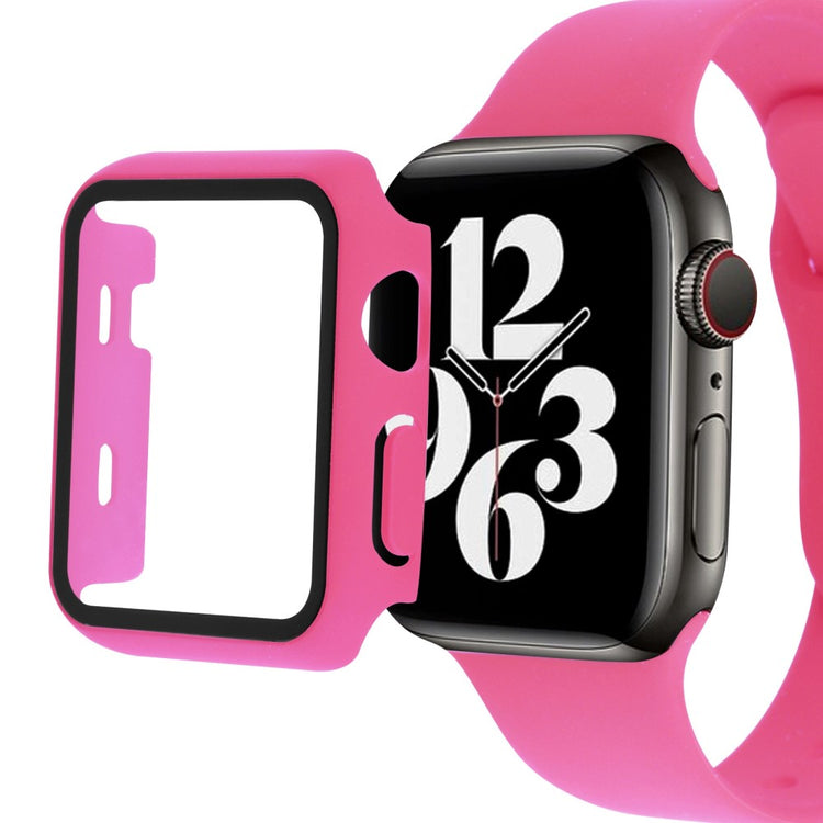 Apple Watch Series 8 (41mm) / Apple Watch Series 7 41mm Plastik Rem med Cover og Hærdet Glas - Pink#serie_14