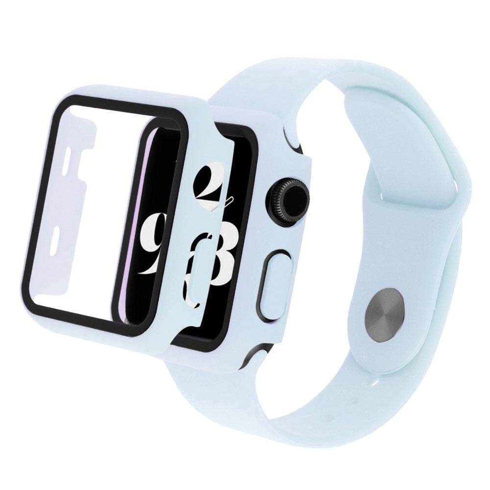 Apple Watch Series 8 (41mm) / Apple Watch Series 7 41mm Plastik Rem med Cover og Hærdet Glas - Blå#serie_6