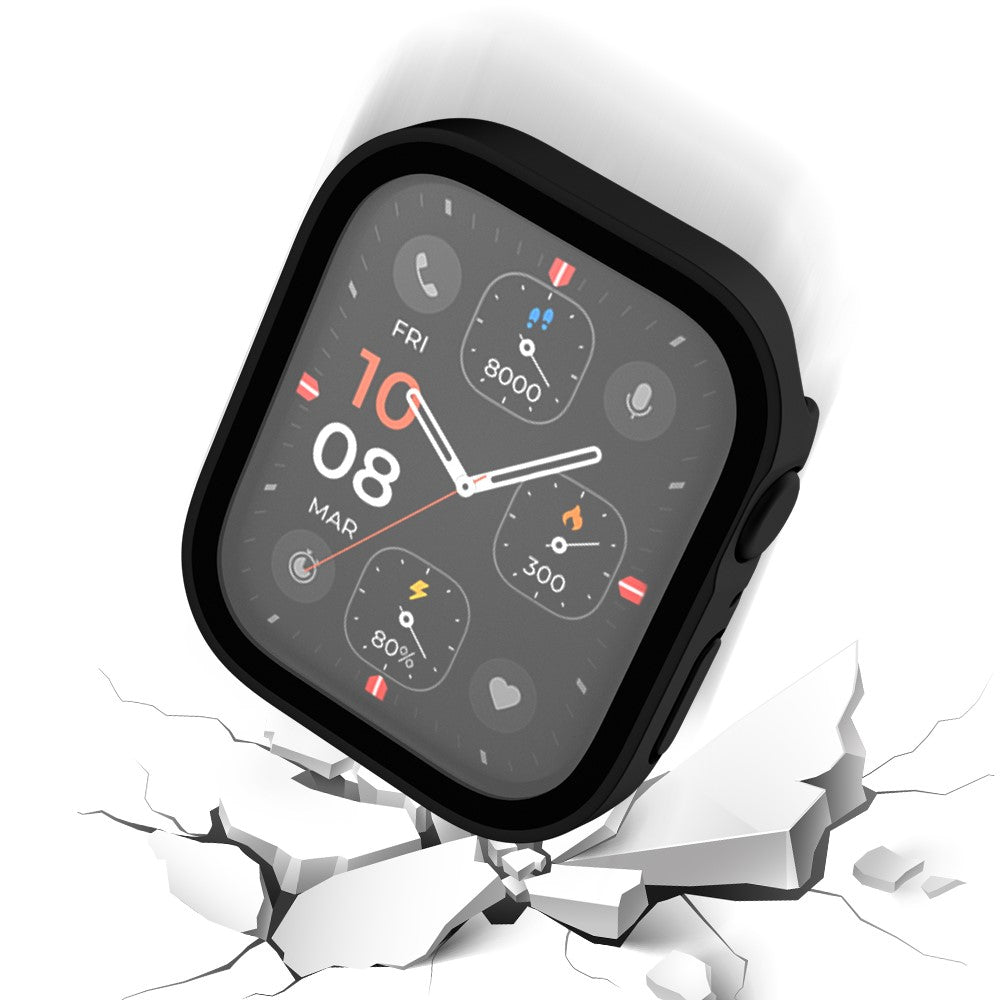 Mega Flot Apple Watch Series 8 (41mm) / Apple Watch Series 7 41mm Cover med Skærmbeskytter i Plastik og Hærdet Glas - Sort#serie_1