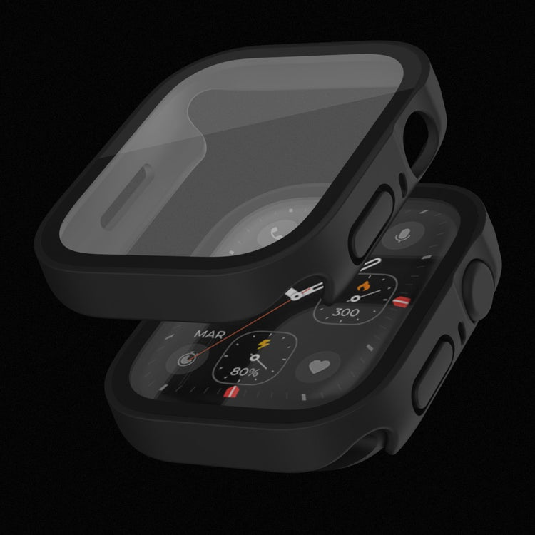 Mega Flot Apple Watch Series 8 (41mm) / Apple Watch Series 7 41mm Cover med Skærmbeskytter i Plastik og Hærdet Glas - Sort#serie_1
