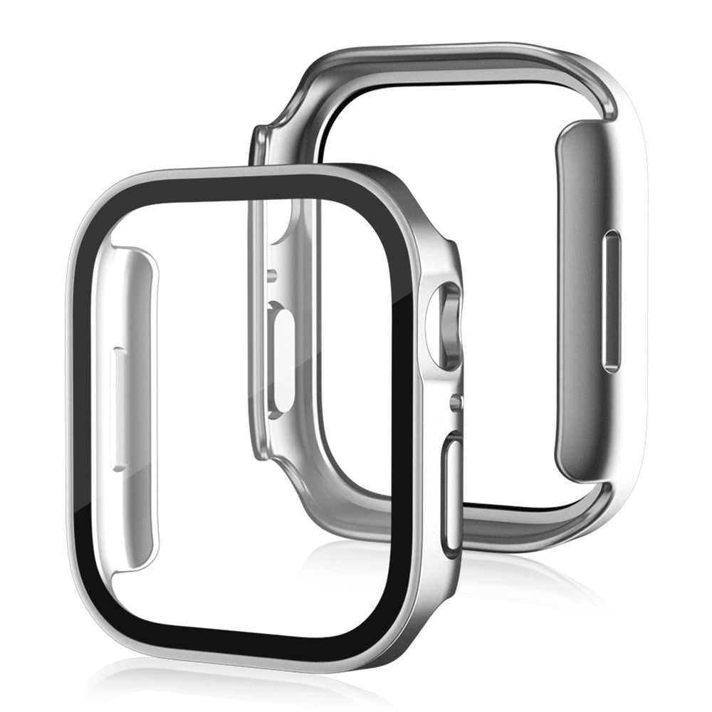Mega Flot Apple Watch Series 8 (41mm) / Apple Watch Series 7 41mm Cover med Skærmbeskytter i Plastik og Hærdet Glas - Sølv#serie_10