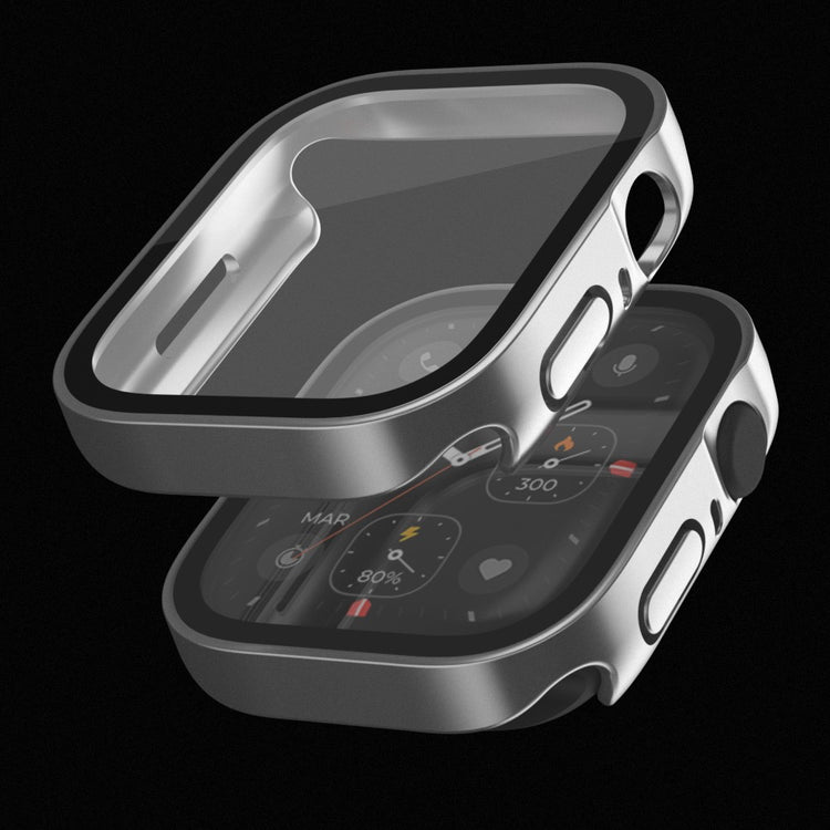 Mega Flot Apple Watch Series 8 (41mm) / Apple Watch Series 7 41mm Cover med Skærmbeskytter i Plastik og Hærdet Glas - Sølv#serie_10