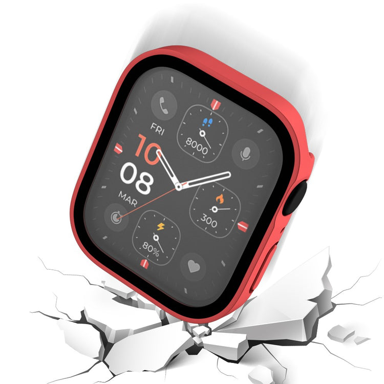 Mega Flot Apple Watch Series 8 (41mm) / Apple Watch Series 7 41mm Cover med Skærmbeskytter i Plastik og Hærdet Glas - Rød#serie_4