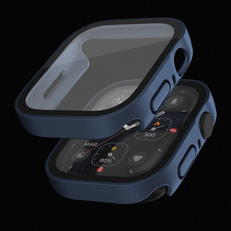 Mega Flot Apple Watch Series 8 (41mm) / Apple Watch Series 7 41mm Cover med Skærmbeskytter i Plastik og Hærdet Glas - Blå#serie_5