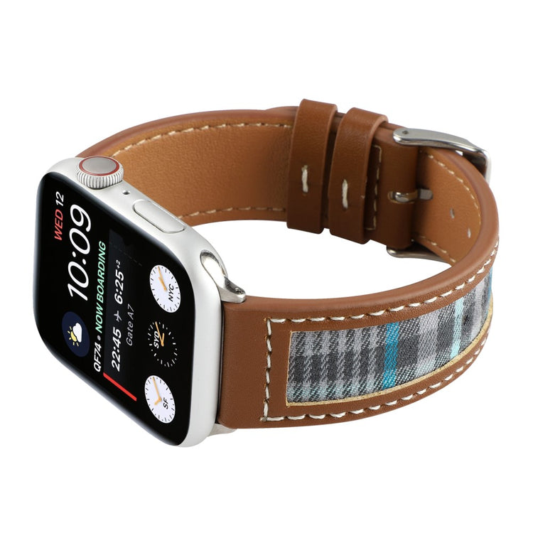 Flot Kunstlæder Og Nylon Universal Rem passer til Apple Smartwatch - Blå#serie_1