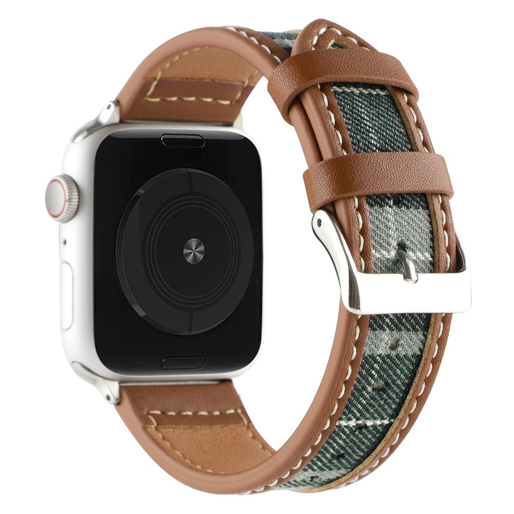 Flot Kunstlæder Og Nylon Universal Rem passer til Apple Smartwatch - Grøn#serie_2
