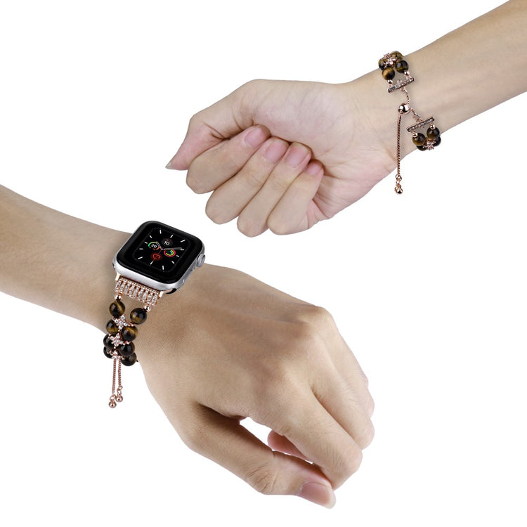 Sejt Plastik Og Rhinsten Universal Rem passer til Apple Smartwatch - Brun#serie_11