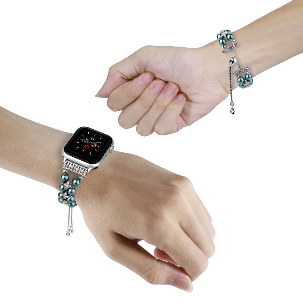 Sejt Plastik Og Rhinsten Universal Rem passer til Apple Smartwatch - Blå#serie_3