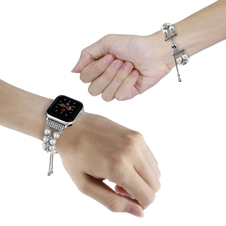 Sejt Plastik Og Rhinsten Universal Rem passer til Apple Smartwatch - Hvid#serie_5