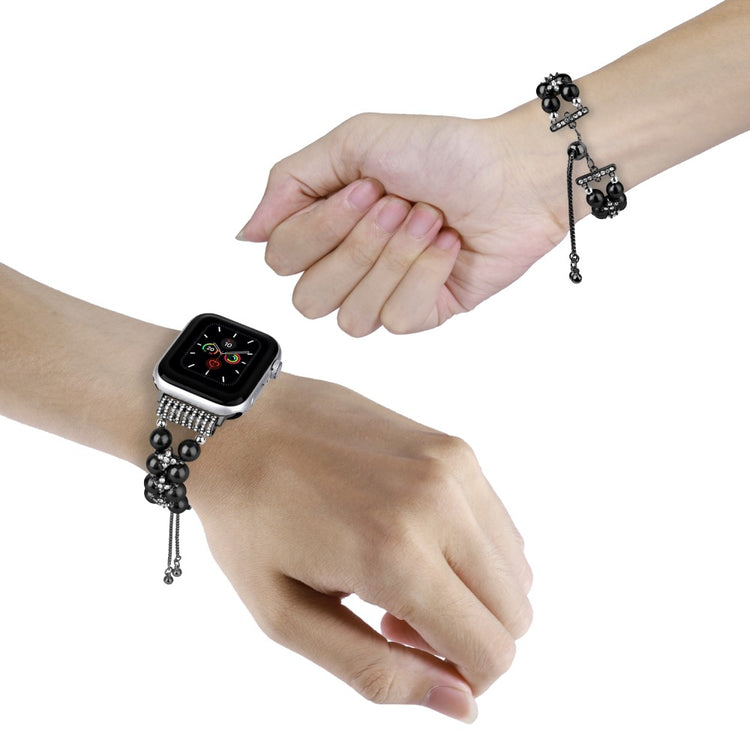 Sejt Plastik Og Rhinsten Universal Rem passer til Apple Smartwatch - Sort#serie_7