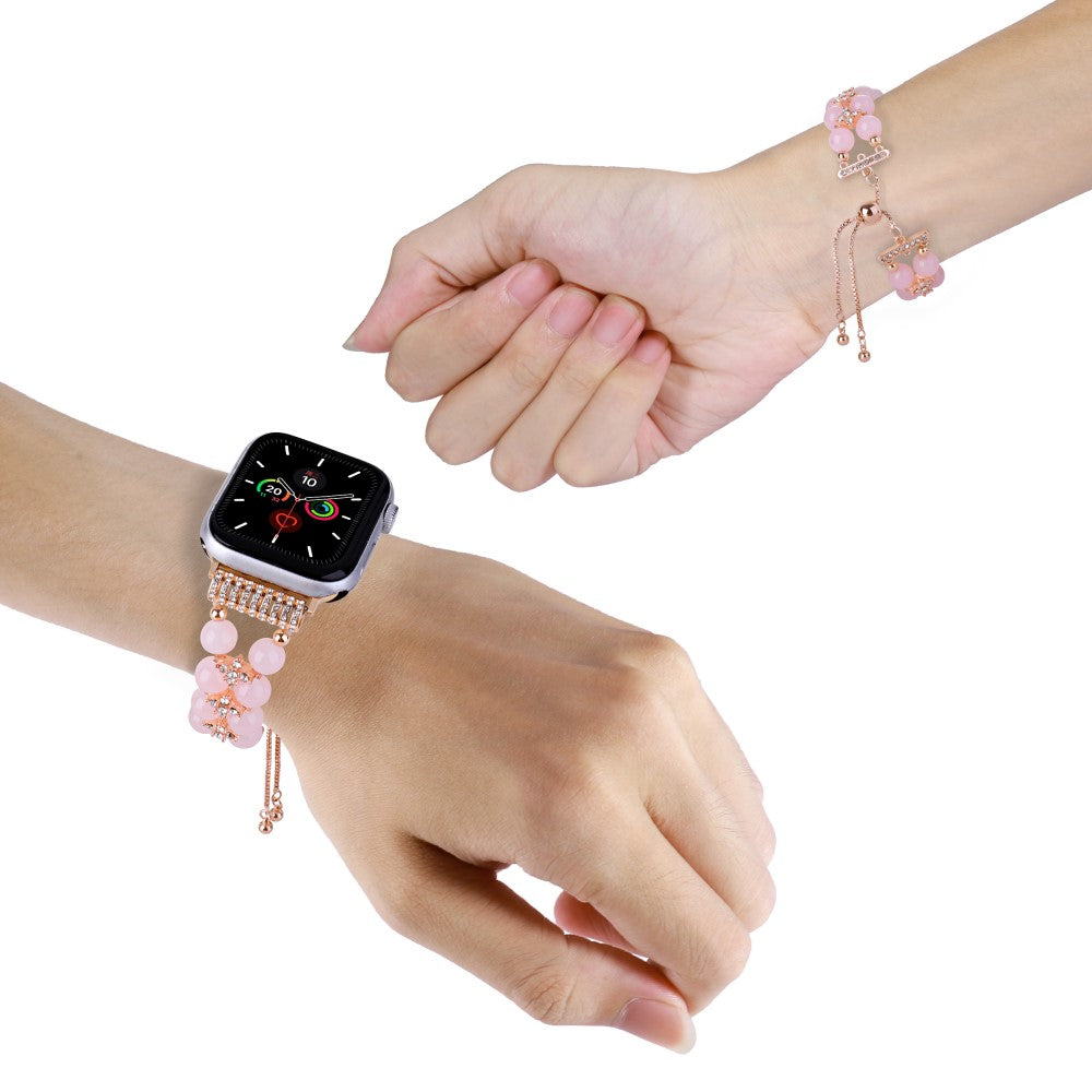 Sejt Plastik Og Rhinsten Universal Rem passer til Apple Smartwatch - Pink#serie_8
