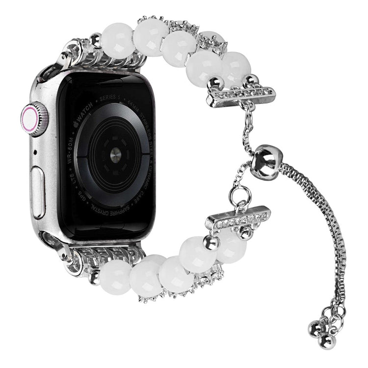 Sejt Plastik Og Rhinsten Universal Rem passer til Apple Smartwatch - Hvid#serie_9