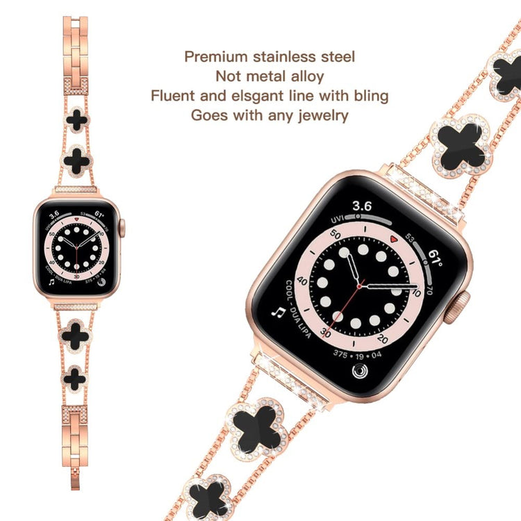 Sejt Metal Og Rhinsten Universal Rem passer til Apple Smartwatch - Pink#serie_2