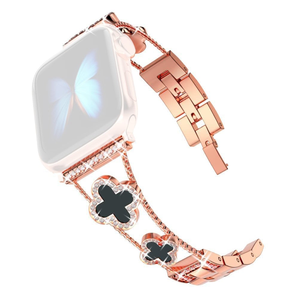Sejt Metal Og Rhinsten Universal Rem passer til Apple Smartwatch - Pink#serie_2