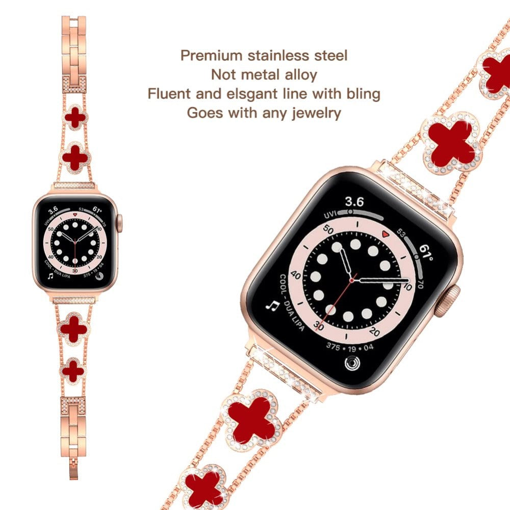Sejt Metal Og Rhinsten Universal Rem passer til Apple Smartwatch - Pink#serie_3