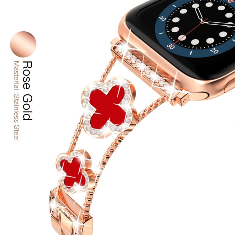 Sejt Metal Og Rhinsten Universal Rem passer til Apple Smartwatch - Pink#serie_3