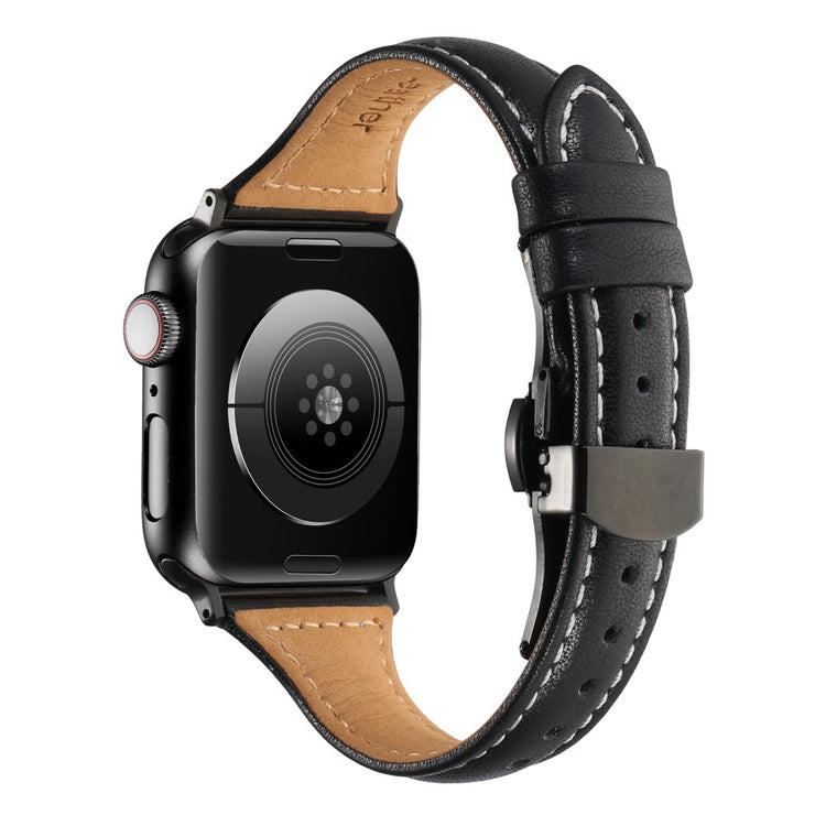Vildt Pænt Ægte Læder Universal Rem passer til Apple Smartwatch - Sort#serie_3