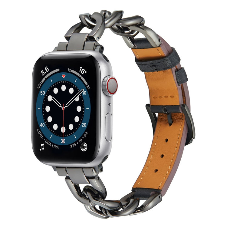 Fint Metal Og Kunstlæder Universal Rem passer til Apple Smartwatch - Sort#serie_1