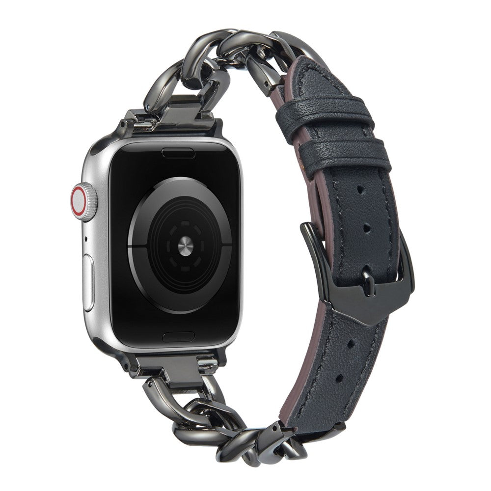 Fint Metal Og Kunstlæder Universal Rem passer til Apple Smartwatch - Sort#serie_1