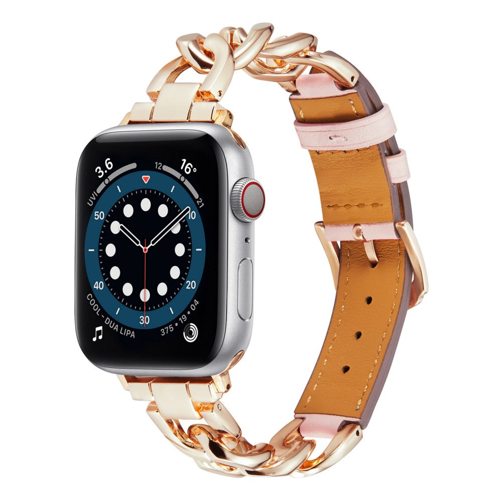 Fint Metal Og Kunstlæder Universal Rem passer til Apple Smartwatch - Pink#serie_2