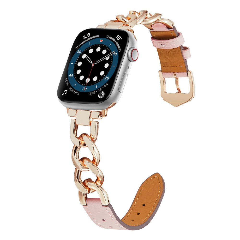 Fint Metal Og Kunstlæder Universal Rem passer til Apple Smartwatch - Pink#serie_2