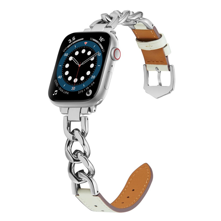 Fint Metal Og Kunstlæder Universal Rem passer til Apple Smartwatch - Sølv#serie_3