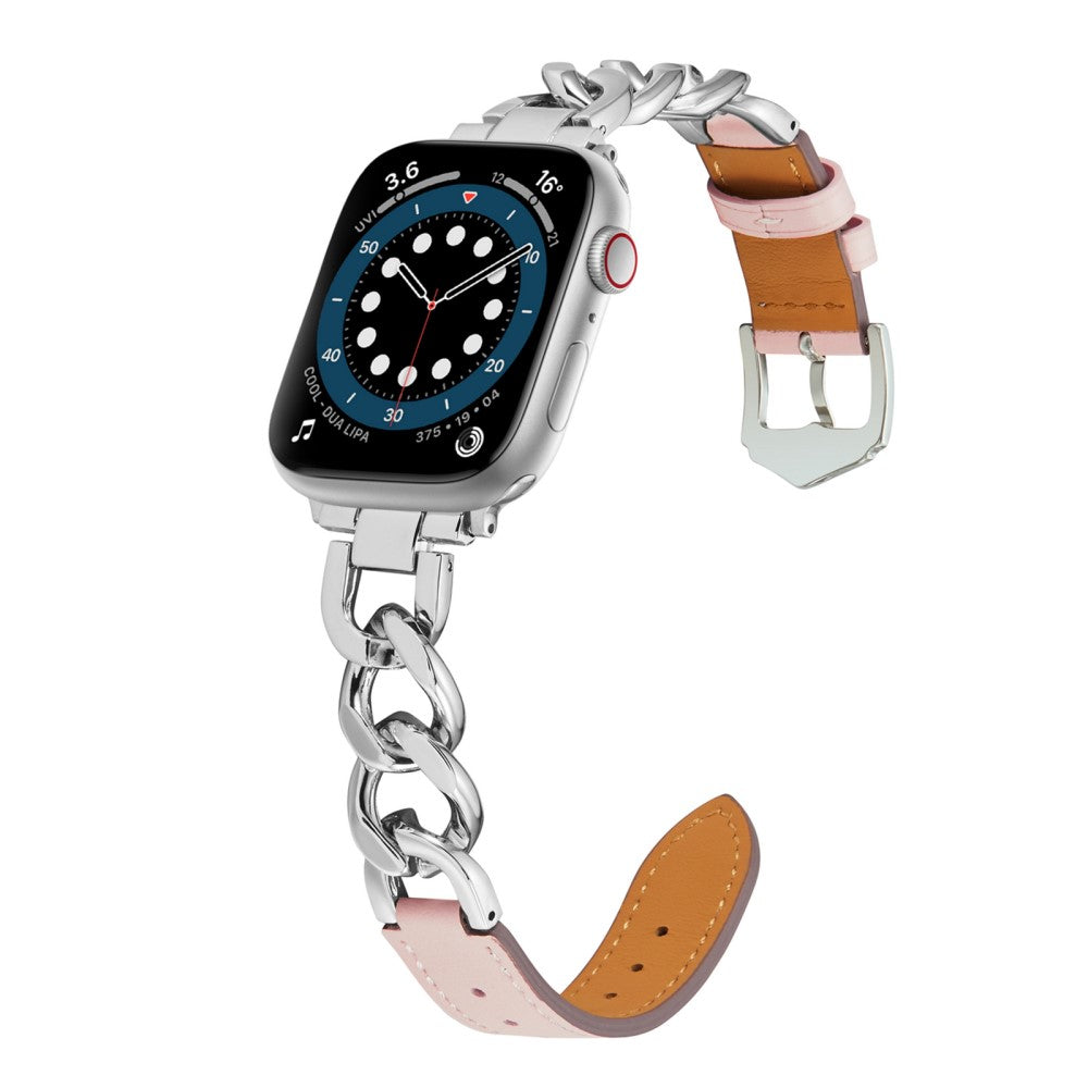 Fint Metal Og Kunstlæder Universal Rem passer til Apple Smartwatch - Pink#serie_4