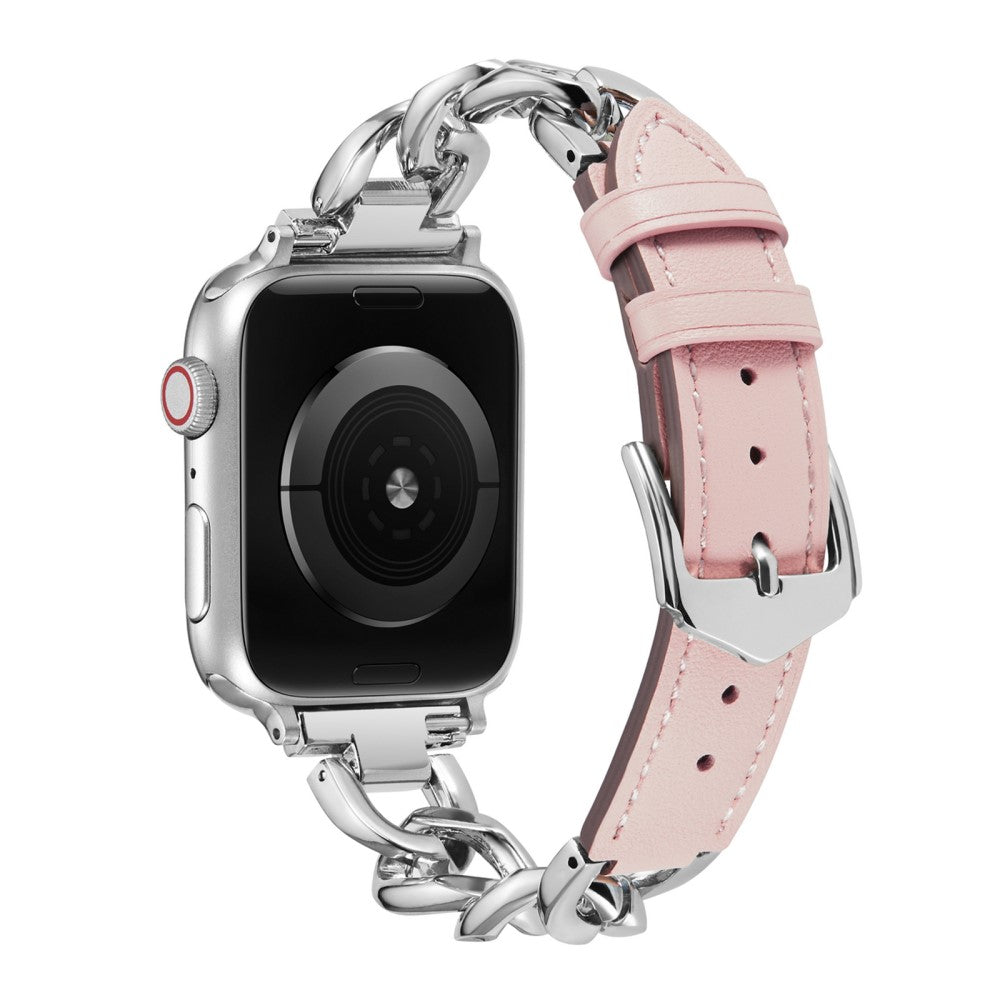 Fint Metal Og Kunstlæder Universal Rem passer til Apple Smartwatch - Pink#serie_4