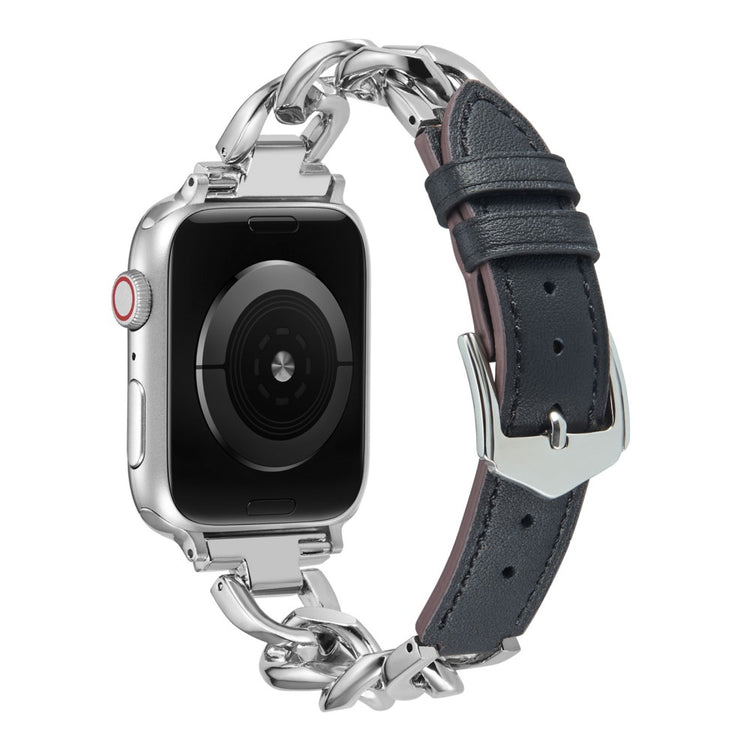 Fint Metal Og Kunstlæder Universal Rem passer til Apple Smartwatch - Sort#serie_5