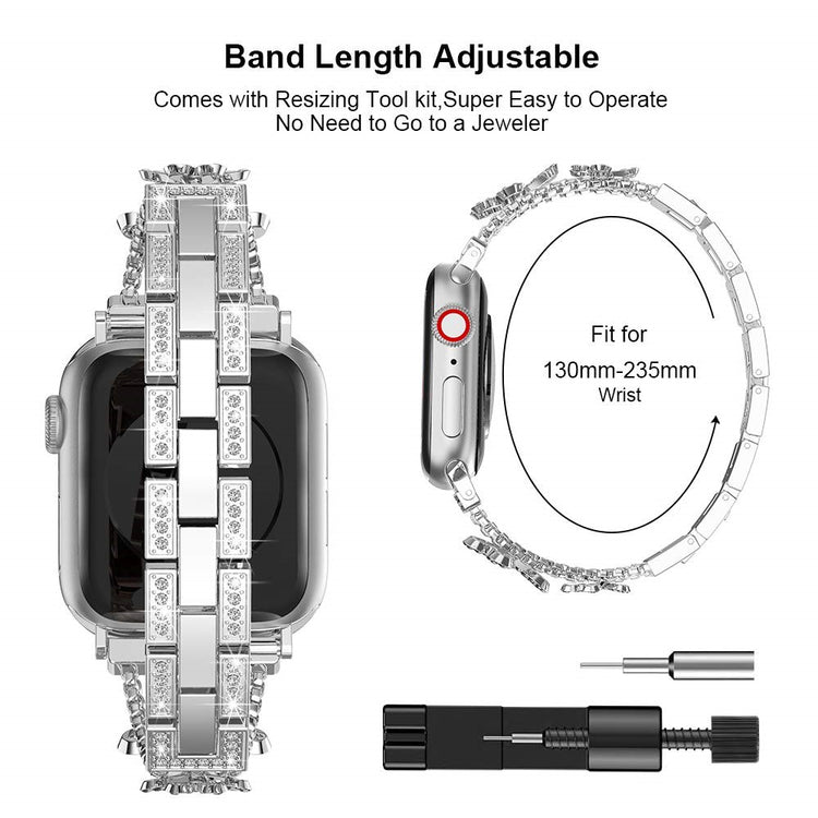 Eminent Metal Og Rhinsten Universal Rem passer til Apple Smartwatch - Sort#serie_4