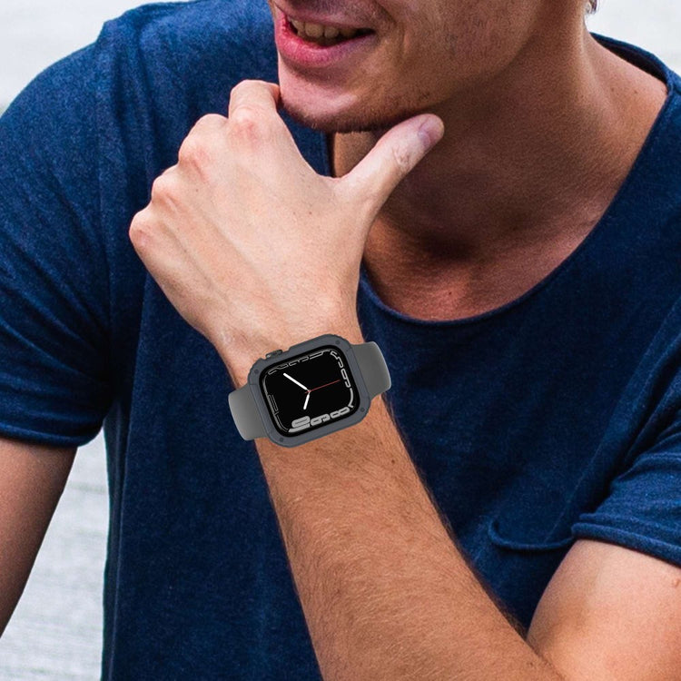 Flot Apple Watch Series 8 (45mm) / Apple Watch Series 7 45mm Cover med Skærmbeskytter i Plastik og Hærdet Glas - Sølv#serie_4