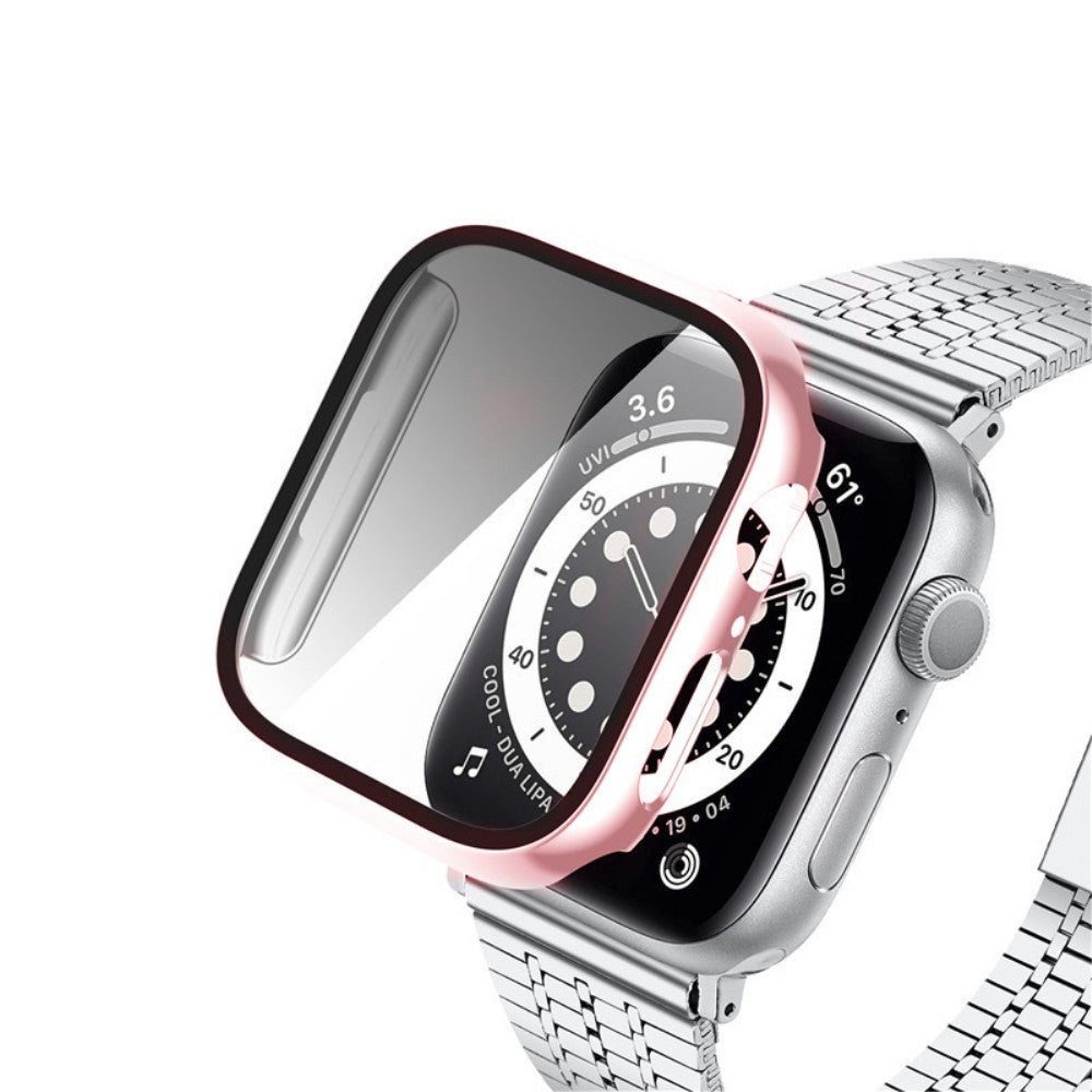 Rigtigt Fint Apple Watch Series 8 (45mm) / Apple Watch Series 7 45mm Cover med Skærmbeskytter i Plastik og Hærdet Glas - Pink#serie_5