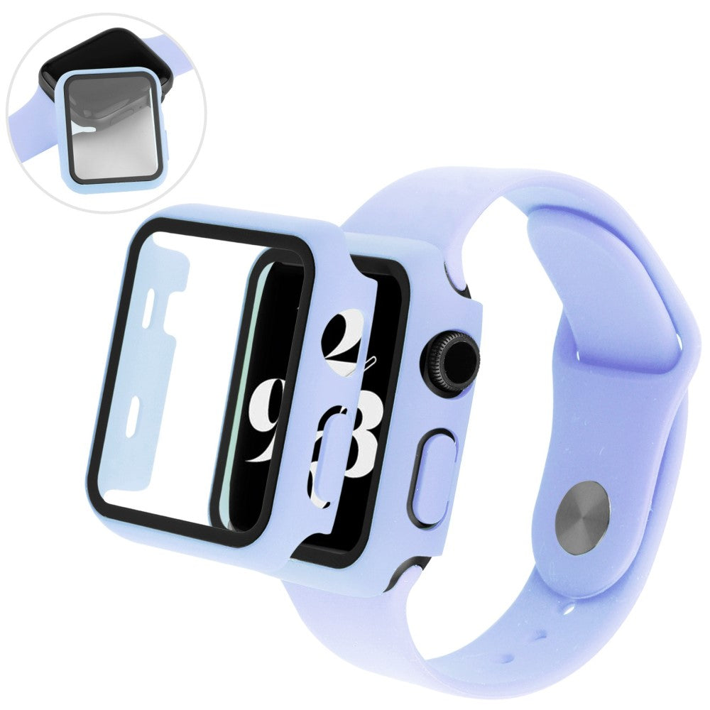 Vildt Fint Apple Watch Series 8 (45mm) / Apple Watch Series 7 45mm Cover med Skærmbeskytter i Plastik og Hærdet Glas - Lilla#serie_10