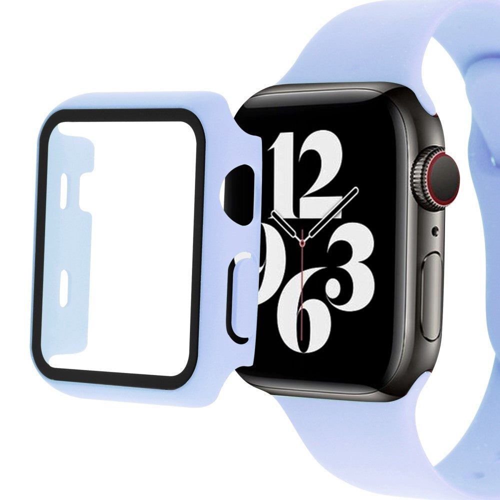 Vildt Fint Apple Watch Series 8 (45mm) / Apple Watch Series 7 45mm Cover med Skærmbeskytter i Plastik og Hærdet Glas - Lilla#serie_10
