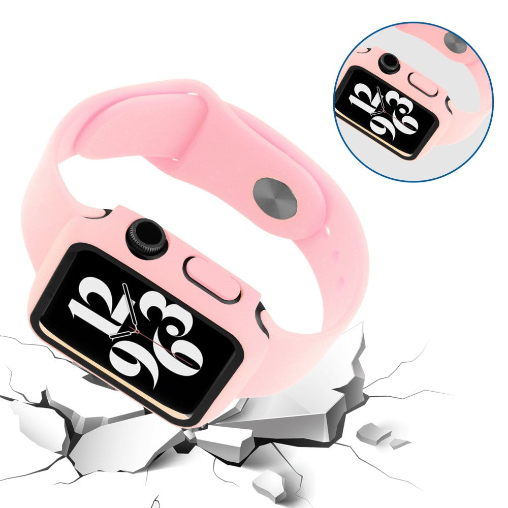 Vildt Fint Apple Watch Series 8 (45mm) / Apple Watch Series 7 45mm Cover med Skærmbeskytter i Plastik og Hærdet Glas - Pink#serie_11