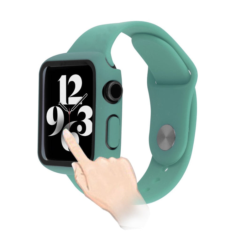 Vildt Fint Apple Watch Series 8 (45mm) / Apple Watch Series 7 45mm Cover med Skærmbeskytter i Plastik og Hærdet Glas - Grøn#serie_13