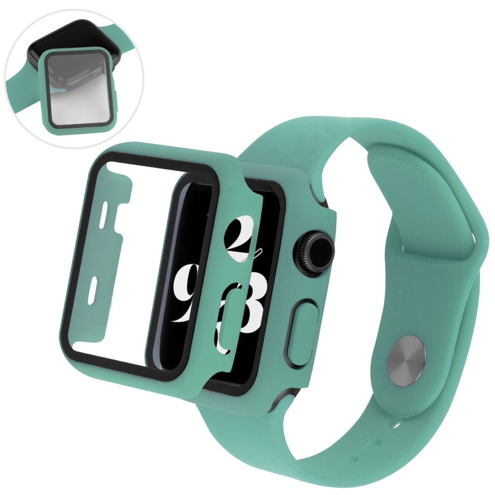 Vildt Fint Apple Watch Series 8 (45mm) / Apple Watch Series 7 45mm Cover med Skærmbeskytter i Plastik og Hærdet Glas - Grøn#serie_13