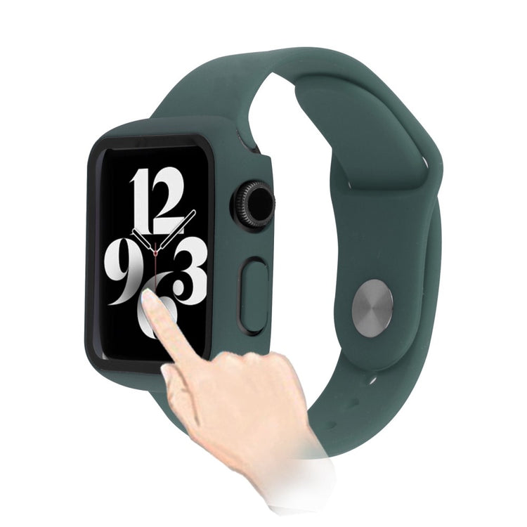 Vildt Fint Apple Watch Series 8 (45mm) / Apple Watch Series 7 45mm Cover med Skærmbeskytter i Plastik og Hærdet Glas - Grøn#serie_2