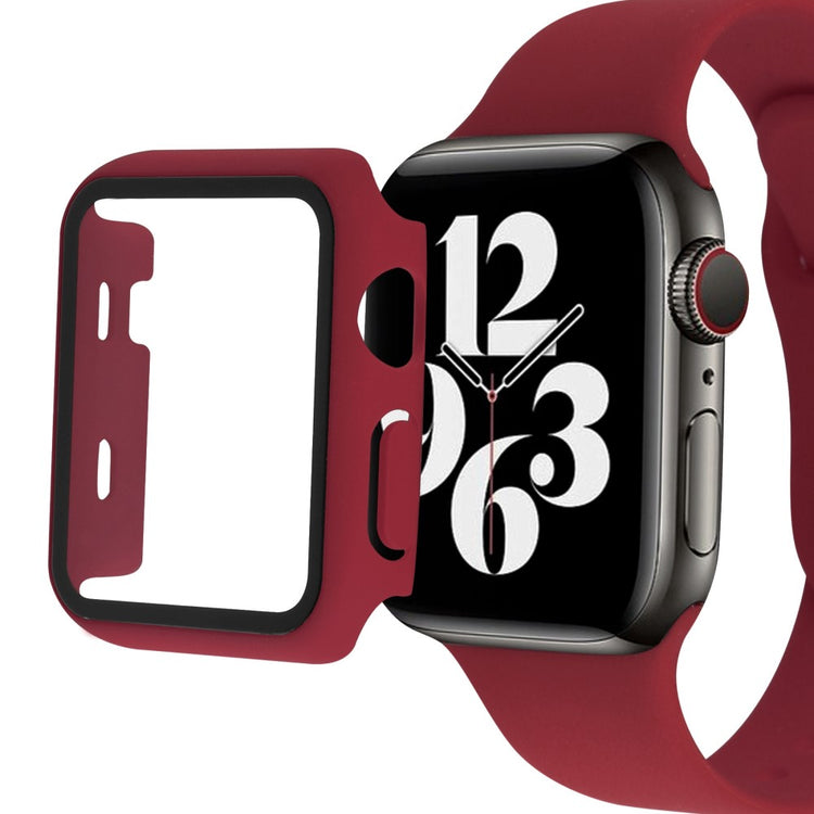 Vildt Fint Apple Watch Series 8 (45mm) / Apple Watch Series 7 45mm Cover med Skærmbeskytter i Plastik og Hærdet Glas - Rød#serie_3
