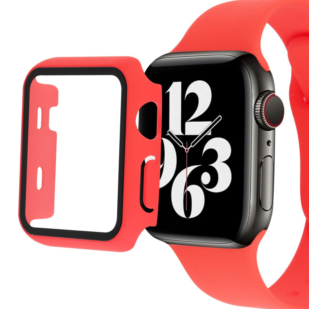 Vildt Fint Apple Watch Series 8 (45mm) / Apple Watch Series 7 45mm Cover med Skærmbeskytter i Plastik og Hærdet Glas - Rød#serie_4