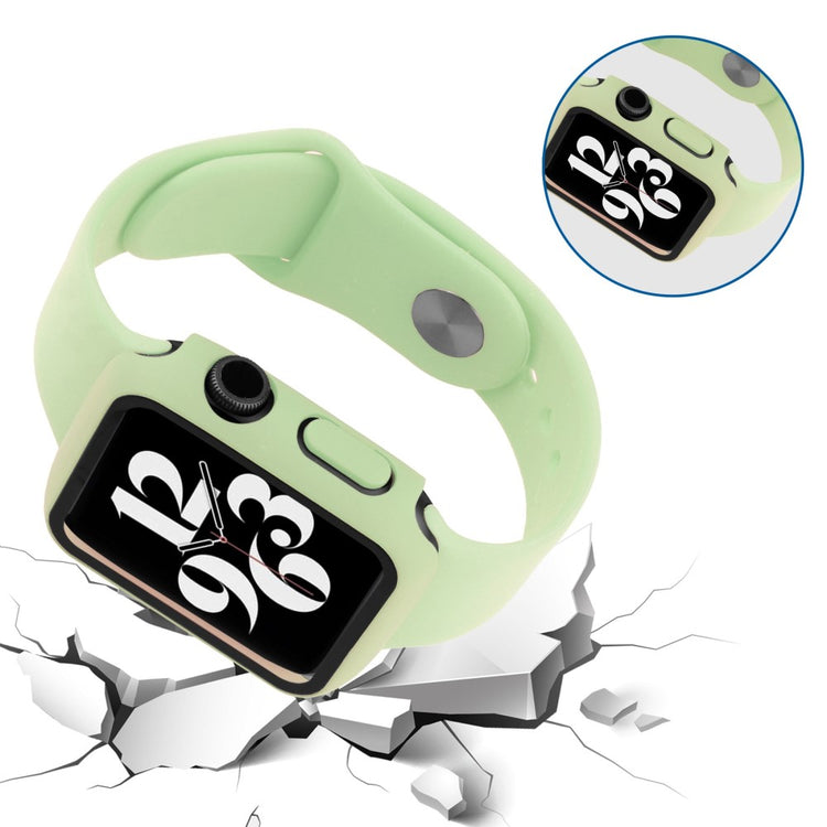 Vildt Fint Apple Watch Series 8 (45mm) / Apple Watch Series 7 45mm Cover med Skærmbeskytter i Plastik og Hærdet Glas - Grøn#serie_5