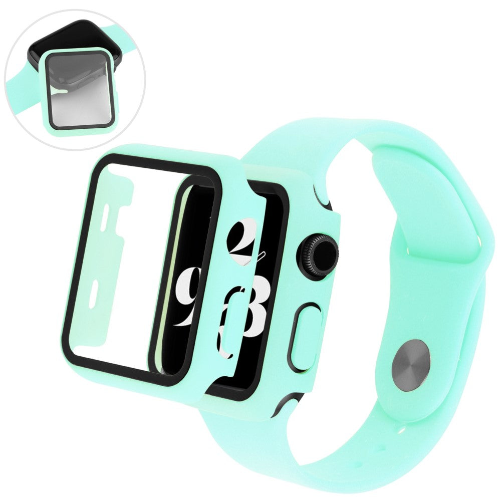 Vildt Fint Apple Watch Series 8 (45mm) / Apple Watch Series 7 45mm Cover med Skærmbeskytter i Plastik og Hærdet Glas - Grøn#serie_6