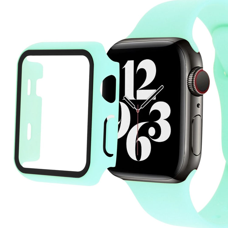 Vildt Fint Apple Watch Series 8 (45mm) / Apple Watch Series 7 45mm Cover med Skærmbeskytter i Plastik og Hærdet Glas - Grøn#serie_6