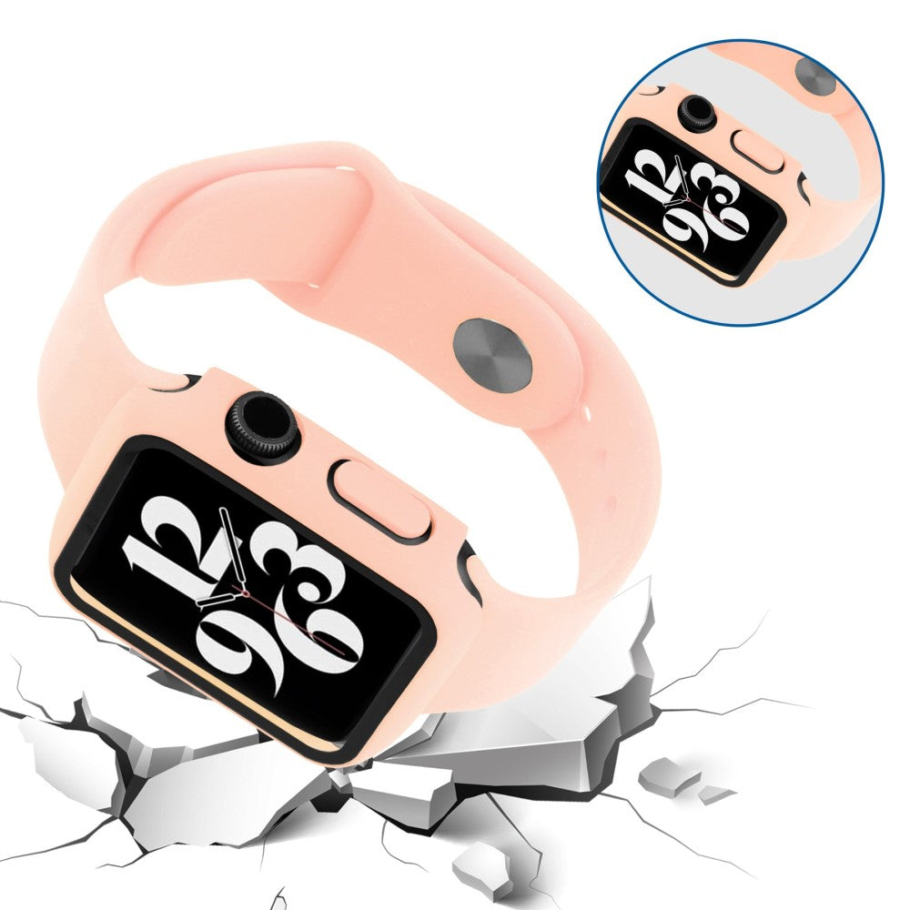 Vildt Fint Apple Watch Series 8 (45mm) / Apple Watch Series 7 45mm Cover med Skærmbeskytter i Plastik og Hærdet Glas - Pink#serie_8