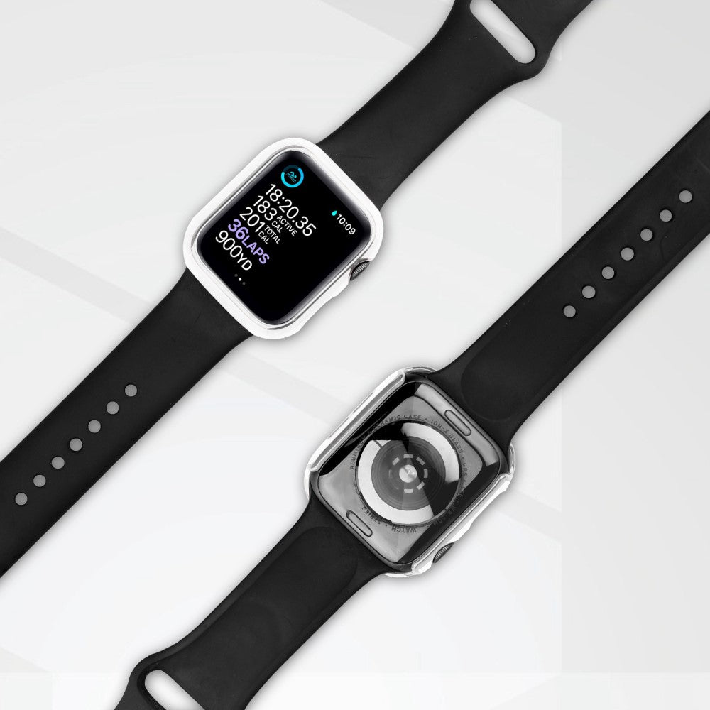 Meget Fint Apple Watch Series 8 (45mm) / Apple Watch Series 7 45mm Cover med Skærmbeskytter i Plastik og Hærdet Glas - Hvid#serie_3