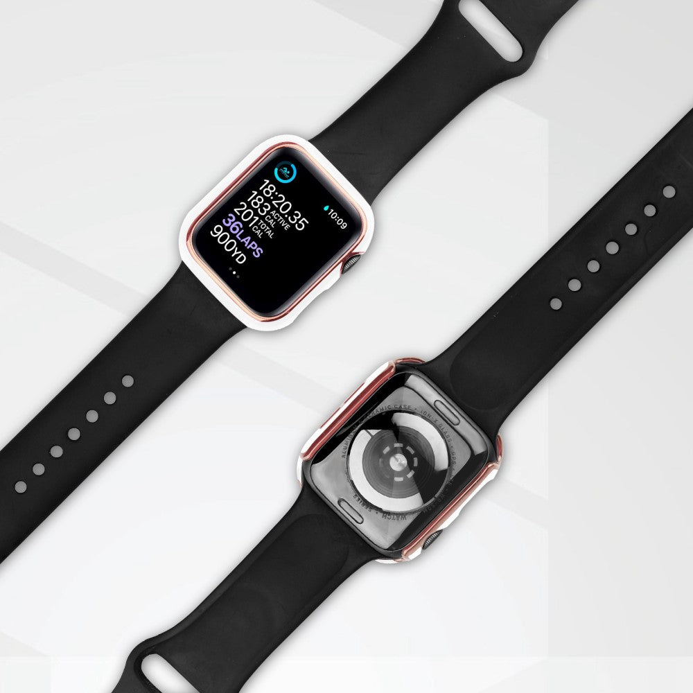 Meget Fint Apple Watch Series 8 (45mm) / Apple Watch Series 7 45mm Cover med Skærmbeskytter i Plastik og Hærdet Glas - Hvid#serie_4