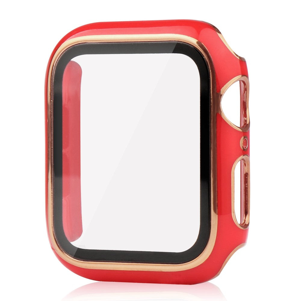 Meget Fint Apple Watch Series 8 (45mm) / Apple Watch Series 7 45mm Cover med Skærmbeskytter i Plastik og Hærdet Glas - Rød#serie_7